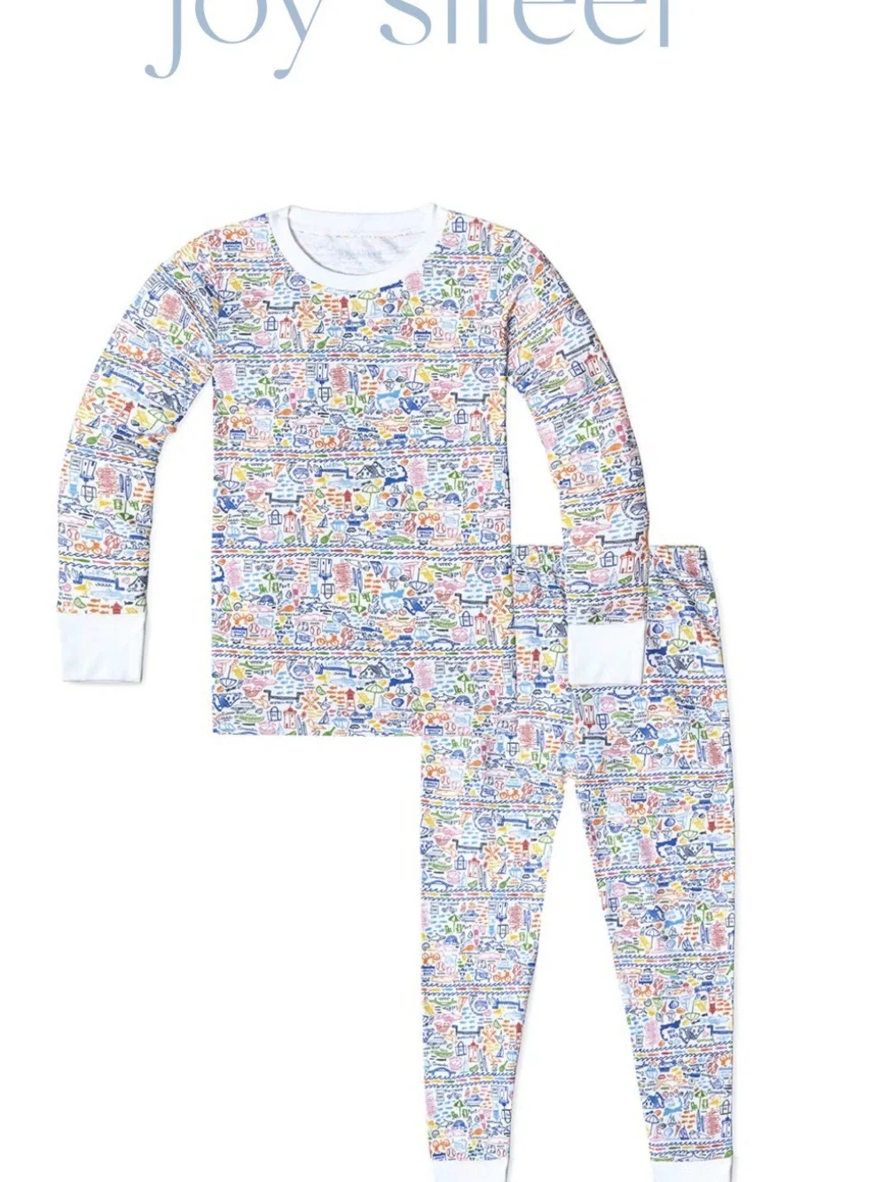 NWT Joy Street Kids White Multi-Color Cape Cod “Monomoy Multi Print” Pajama Set
